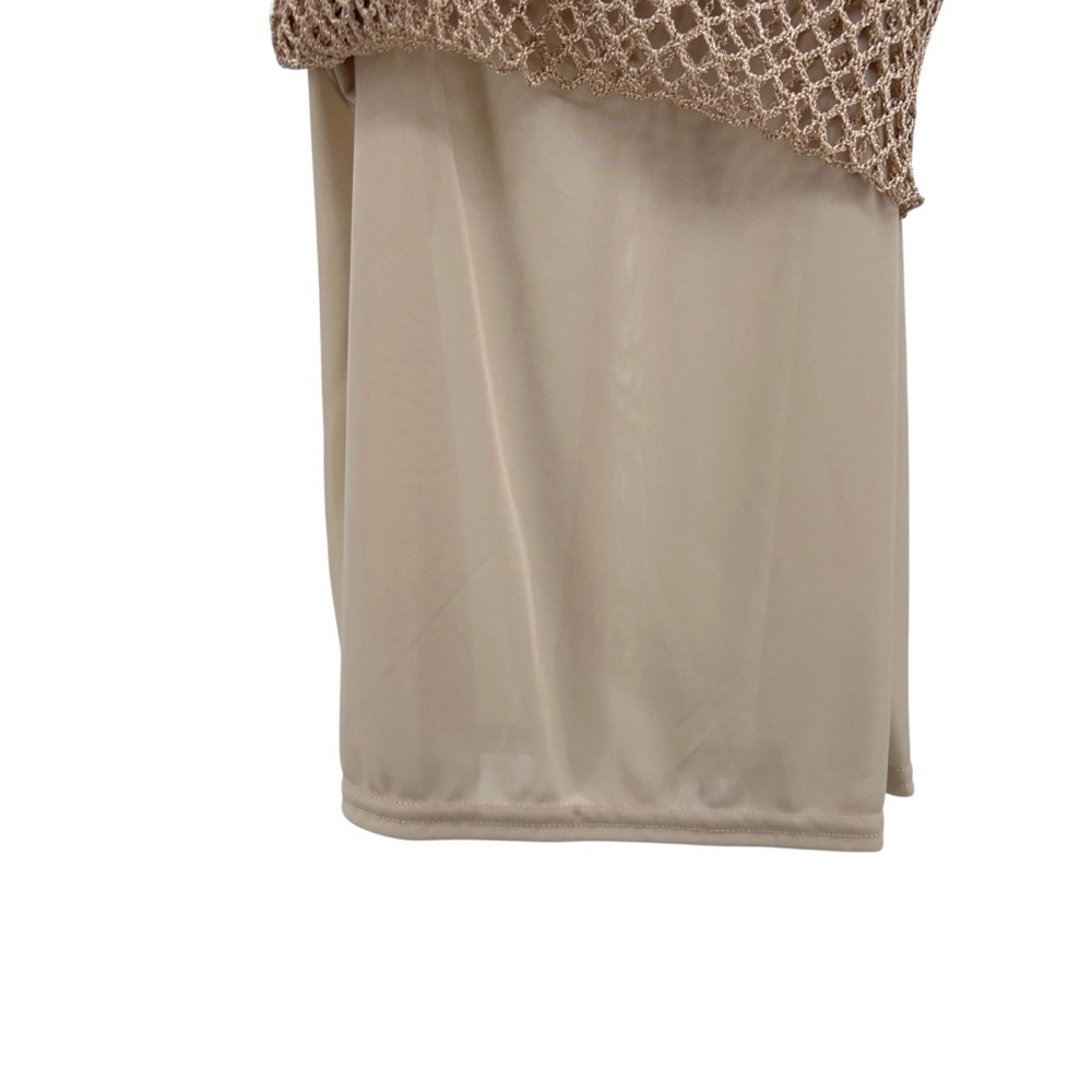 Say What? Y2K Crochet Double Layer Tank Sz L Ribbon Tie Tan Adjustable Strap - Picture 14 of 16